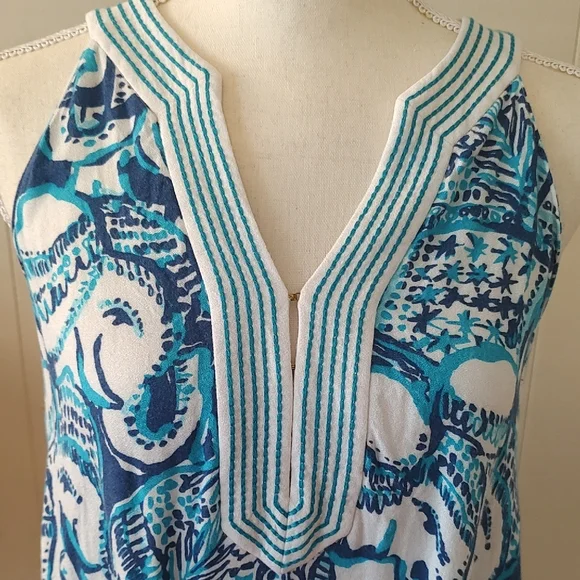 Lilly Pulitzer Beach Dress Blue and White XS - Picture 2 of 8